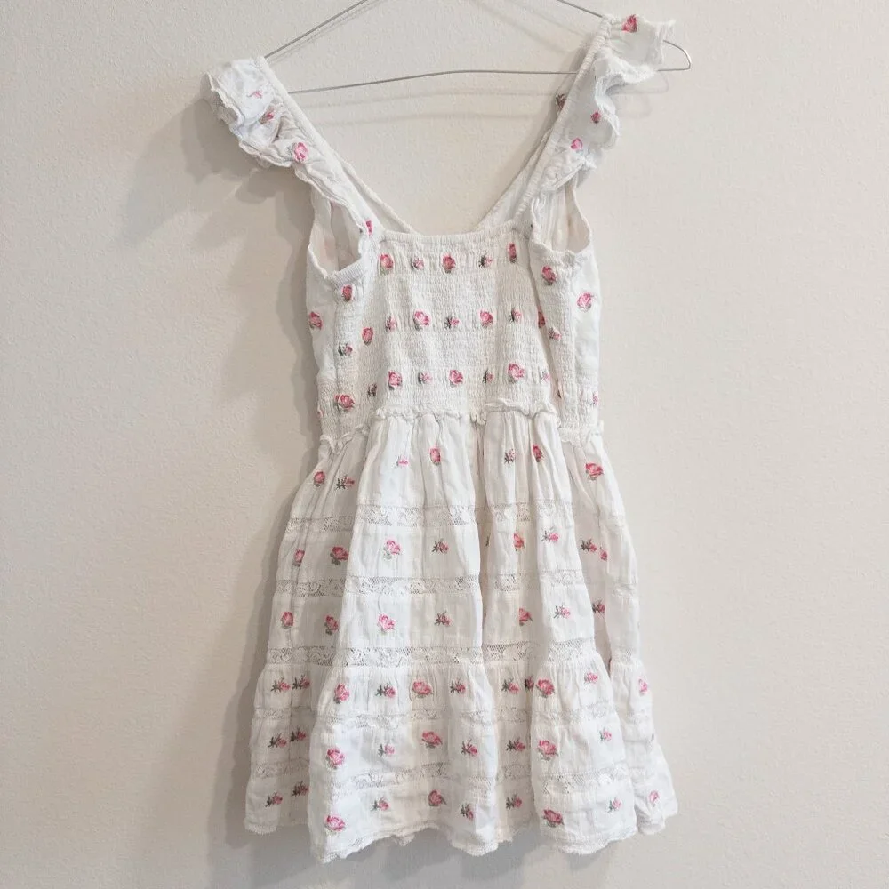 LoveShackFancy Finny Dress Embroidered Floral White Mini Dress, Size Small - Picture 8 of 10